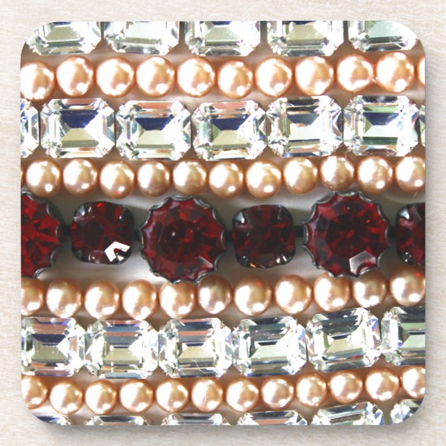 Elegant gemstones diamonds pearls rubies  coaster (Front)