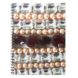 Elegant gemstones diamonds pearls rubies notebook