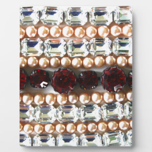 Elegant gemstones diamonds pearls rubies plaque