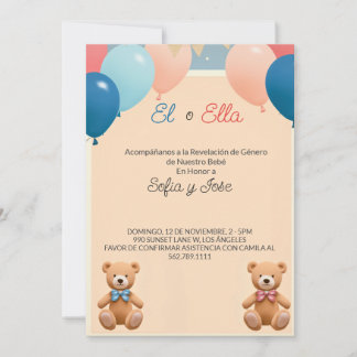 Elegant Gender Reveal Invitation in Spanish