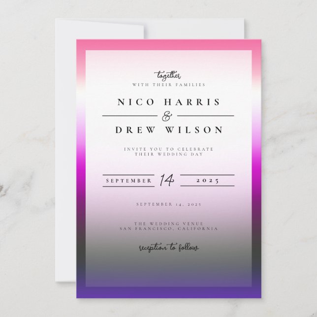 Elegant Genderfluid Pride Wedding  Invitation (Front)