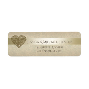 Elegant gentle golden abstract heart wedding return address label