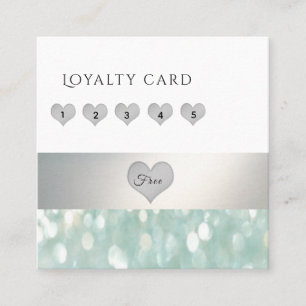 Elegant Gentle hearts silvery stripe teal bokeh Loyalty Card