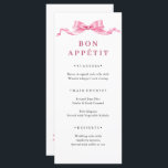 Elegant Gentle Pink Hand Drawn Bow Wedding Menu<br><div class="desc">If you need help or matching items,  please contact me.</div>