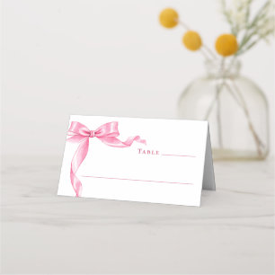 Elegant Gentle Pink Hand Drawn Bow Wedding Place Card