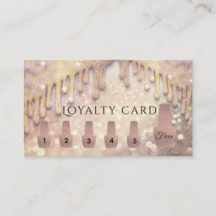 Elegant Gentle rose gold nail polish glittery Loyalty Card