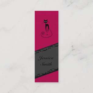 Elegant gentle stripes lace black cat personalised mini business card