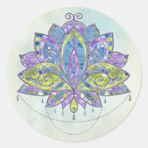 Elegant Gentle Watercolor Lotus / Lily flower Classic Round Sticker