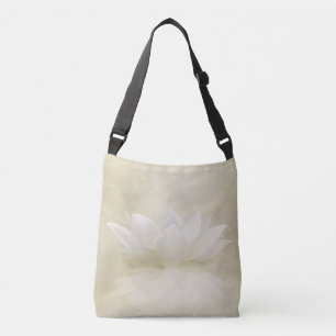 Elegant Gentle White Lotus / Lily flower Crossbody Bag
