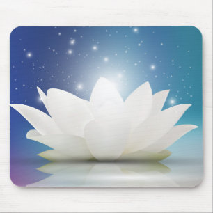 Elegant Gentle White Lotus / Lily flower Mouse Pad