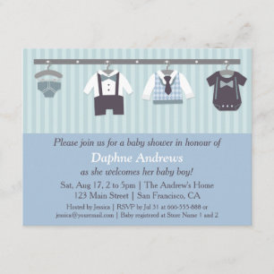 Elegant Gentleman Baby Boy Shower Invitations