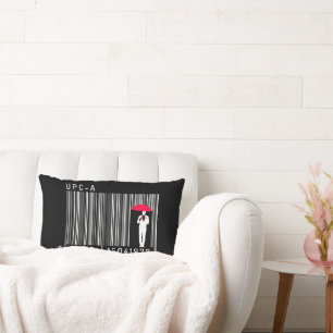 Elegant Gentleman Man Holding an Umbrella Barcode Lumbar Cushion