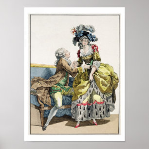 Elegant Gentleman Proposing to a Lady in a 'Margue Poster