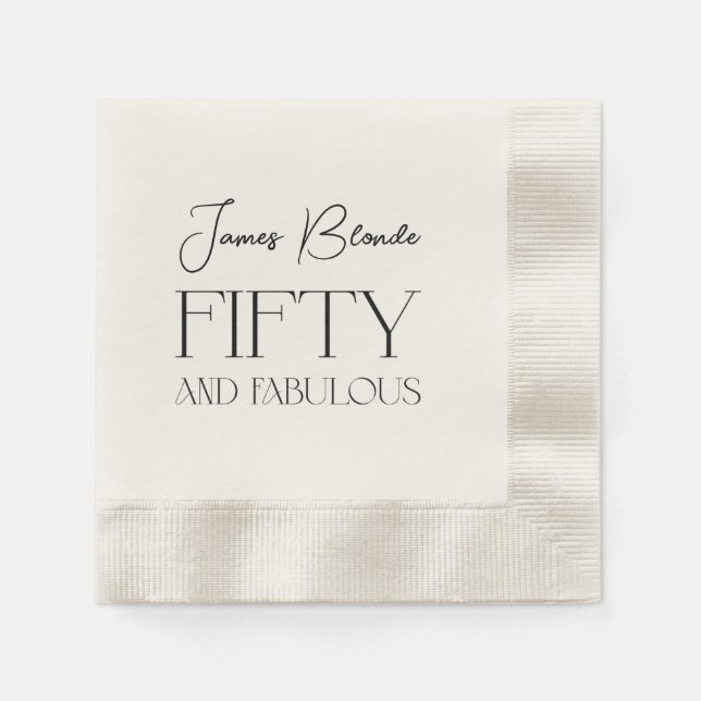 Elegant Gentlemen's Fiftieth Birthday Party Napkin (Front)