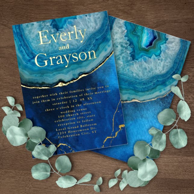 Elegant Geode Blue & Gold Galaxy Agate Wedding    (Creator Uploaded)