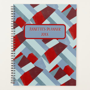 Elegant Geometric Abstract Red Grey Shapes Planner