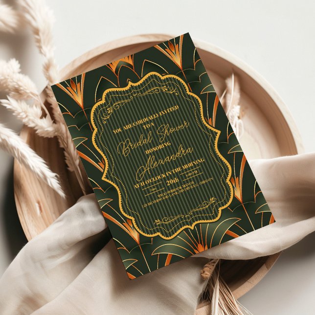 Elegant Geometric Art Deco Bridal Shower  Invitation (Creator Uploaded)