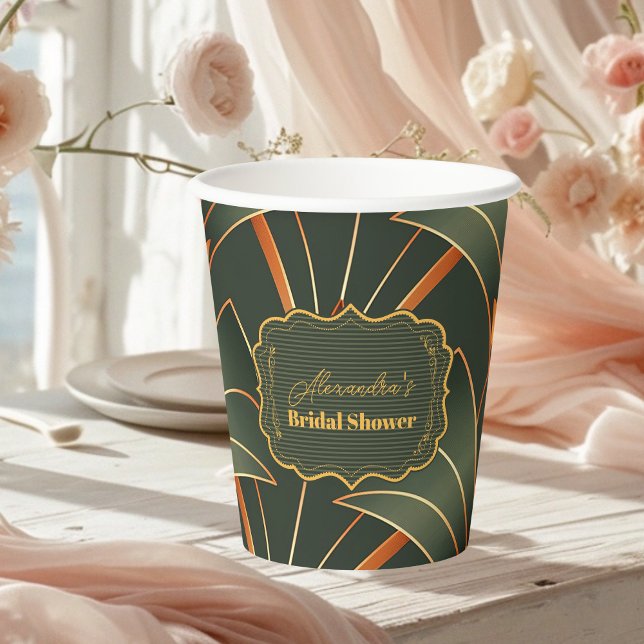 Elegant Geometric Art Deco Bridal Shower  Paper Cups (Creator Uploaded)