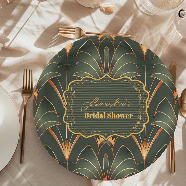 Elegant Geometric Art Deco Bridal Shower  Paper Plate (Creator Uploaded)