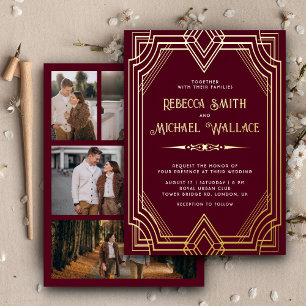 Elegant Geometric Art Deco Wedding Burgundy Gold