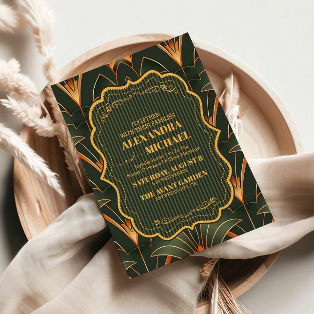 Elegant Geometric Art Deco Wedding  Invitation (Creator Uploaded)