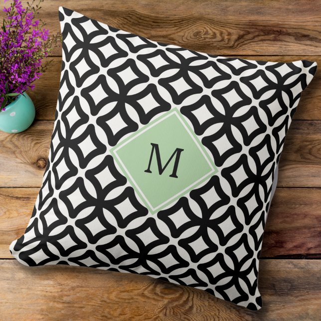 Elegant Geometric Black and White Pattern Cushion (Creator Uploaded)