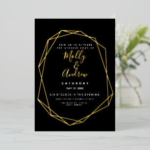 Elegant Geometric Black & Gold Modern Wedding