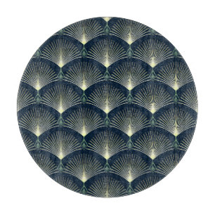 Elegant Geometric: Blue Art Deco. Cutting Board