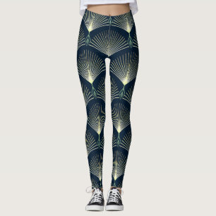 Elegant Geometric: Blue Art Deco. Leggings