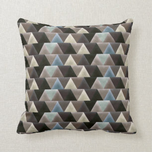 Elegant Geometric Blue Brown Faux Velvet Cushion