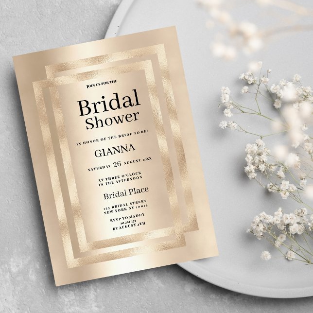 Elegant geometric champagne gold Bridal Shower Invitation (Elegant geometric champagne gold Bridal Shower )