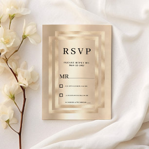 Elegant geometric champagne gold glam RSVP  Invitation