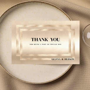 Elegant geometric champagne gold glam Thank You  Invitation