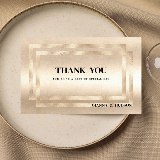 Elegant geometric champagne gold glam Thank You  Invitation (Elegant geometric champagne gold glam Thank You)