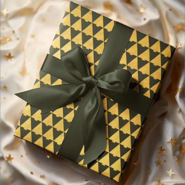 Elegant Geometric Dark Pine Green Tree Holiday Wrapping Paper (Creator Uploaded)