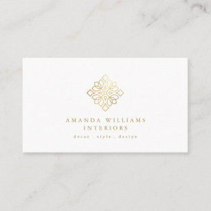 Elegant Geometric Designer Logo Gold/White Business Card
