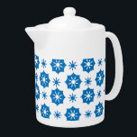 Elegant Geometric Floral Blue And White Pattern<br><div class="desc">Modern teapot featuring stylish elegant geometric floral blue and white pattern. This look can go places and can easily be incorporated into many different styles for your home including farmhouse,  relaxed and informal,  or cookout. Matching items are available. Similar designs are also available.</div>