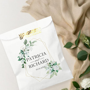 Elegant Geometric Floral Greenery Wedding Favour Bag