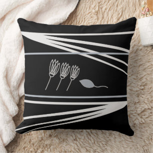 Elegant Geometric Floral Pattern Throw Pillow