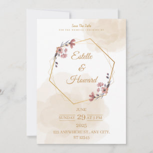 Elegant Geometric Floral Save The Date Card