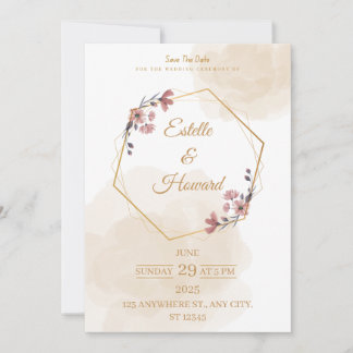 Elegant Geometric Floral Save The Date Card