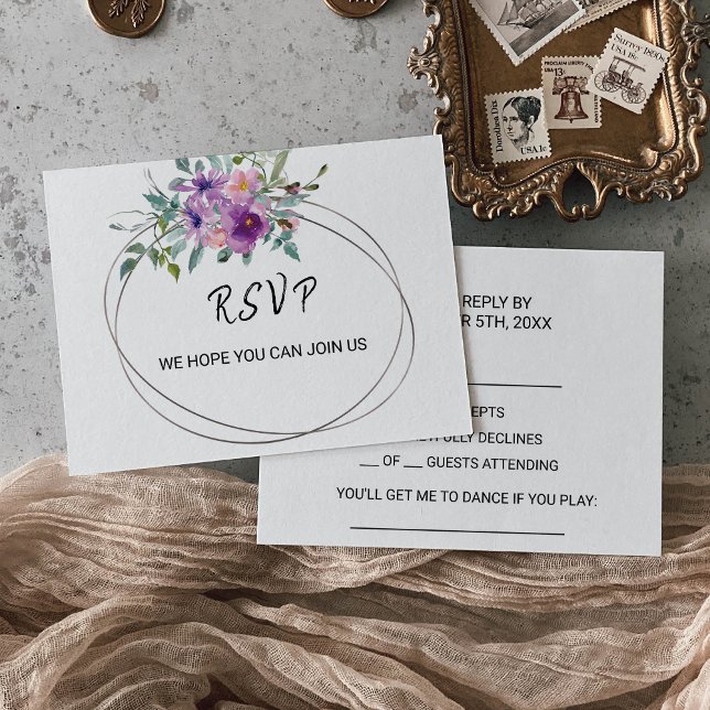 Elegant Geometric Floral Song Request Rsvp Card (Creator Uploaded)