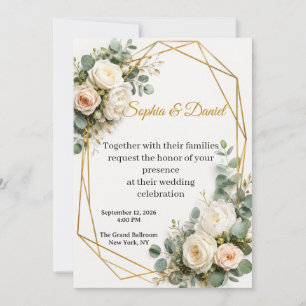 Elegant Geometric Floral Wedding Invitation