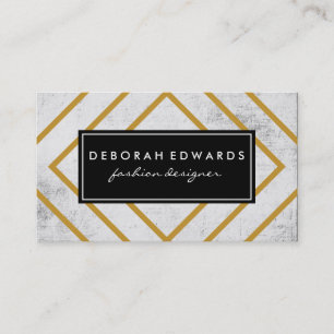 Elegant Geometric Gold Lines Grunge Black Label Business Card