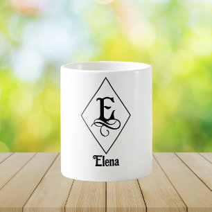 Elegant Geometric Initial Monogram E Coffee Mug