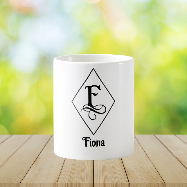 Elegant Geometric Initial Monogram F Coffee Mug (Creator Uploaded)