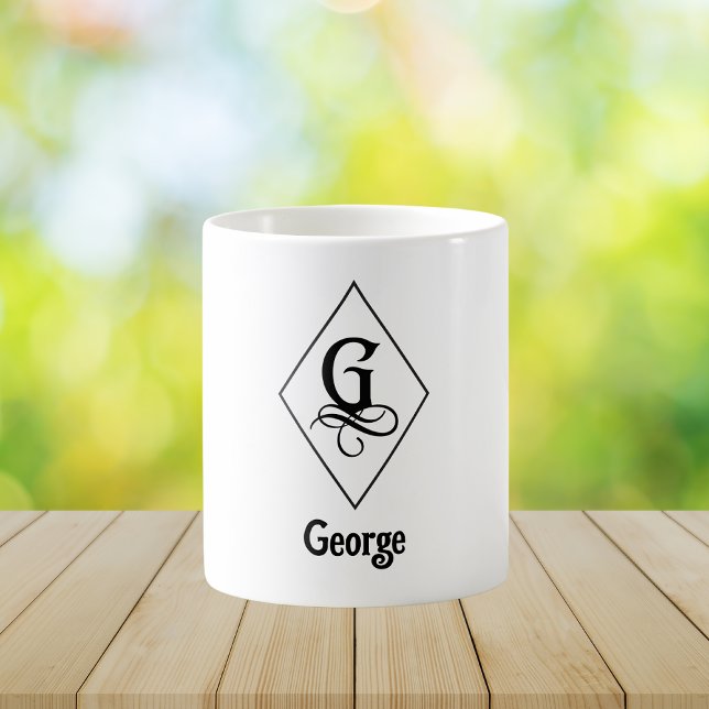 Elegant Geometric Initial Monogram G Coffee Mug (Creator Uploaded)