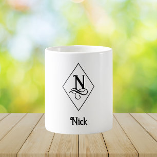 Elegant Geometric Initial Monogram N Coffee Mug