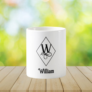 Elegant Geometric Initial Monogram W Coffee Mug