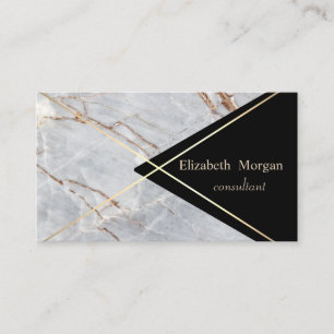 Elegant Geometric Marble Gold Stripes Business Card